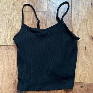 American Eagle Black Ribbed Tank Top Size Small